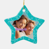 Aqua Star Swirl Weihnachts-Foto Ornament (Vorne)