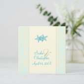 AQUA STARFISH+DAMASK WEDDING INVITATIONS EINLADUNG (Stehend Vorderseite)
