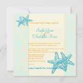 AQUA STARFISH+DAMASK WEDDING INVITATIONS EINLADUNG (Rückseite)