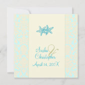 AQUA STARFISH+DAMASK WEDDING INVITATIONS EINLADUNG (Vorderseite)