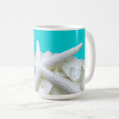 Aqua Starfish Floral Beach House Persönliche Berat Kaffeetasse (VorderseiteRechts)