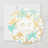 Aqua Starfish Nautical Beach Hochzeit Save the Dat Date (Rückseite)