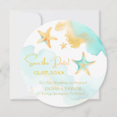 Aqua Starfish Nautical Beach Hochzeit Save the Dat Save The Date (Vorderseite)