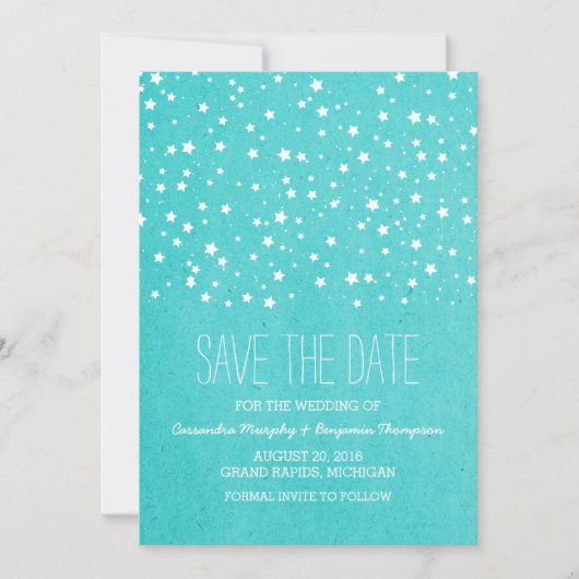 Aqua Starry Night Save the Date laden (Vorderseite)