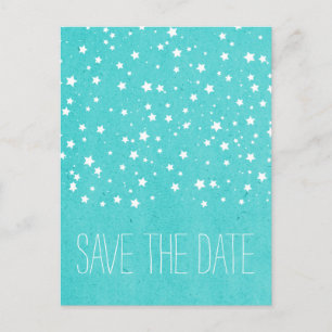 Aqua Starry Night Save the Date Postkarte