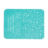 Aqua Starry Night Save the Date Premium Magnet (Horizontal)
