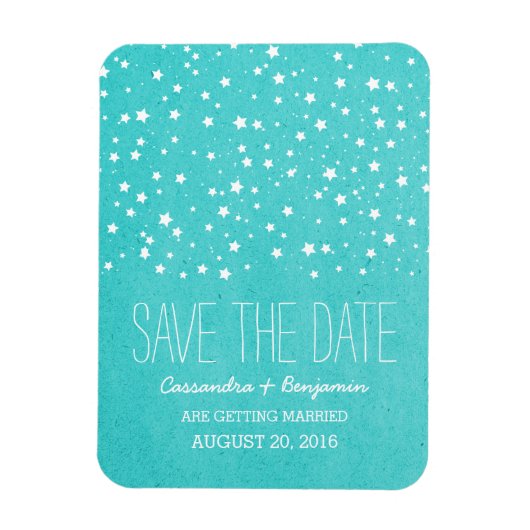 Aqua Starry Night Save the Date Premium Magnet (Vertikal)