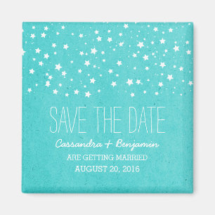 Aqua Starry Night Speichern Sie das Date Magnet