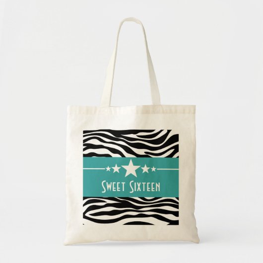 Aqua Stars Zebra Print Sweet 16 Bag Tragetasche (Vorne)
