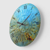 Aqua Steampunk Gears Wall Clock Große Wanduhr (Winkel)