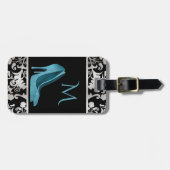 Aqua Stiletto Heel Mit Monogramm Gepäckmarke Gepäckanhänger (Vorderseite horizontal)