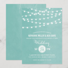 Aqua String Lights Hochzeitseinladung Einladung