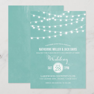 Aqua String Lights Hochzeitseinladung Einladung