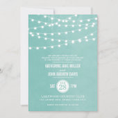 Aqua String Lights Hochzeitseinladung Einladung (Vorderseite)