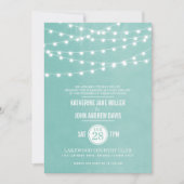 Aqua String Lights Hochzeitseinladung Einladung (Vorderseite)