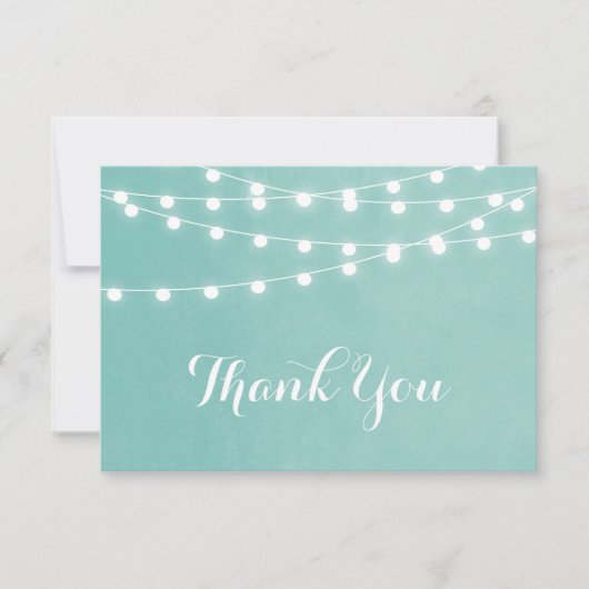 Aqua String Lights Wedding Vielen Dank Dankeskarte (Vorderseite)
