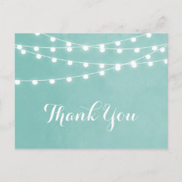 Aqua String Lights Wedding Vielen Dank Postkarte