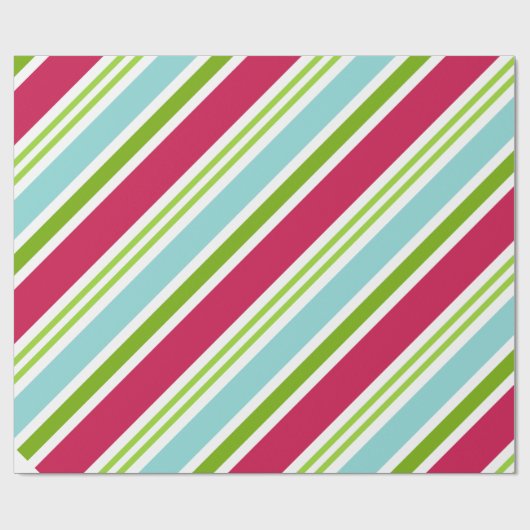 Aqua Strip Weihnachtswrapping Paper Geschenkpapier (Flach)