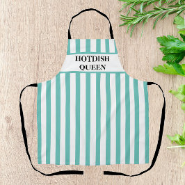 Aqua Stripe Hotdish Queen All-over Print Schürze