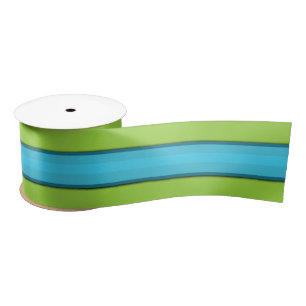 Aqua Stripe Lime Green Satinband