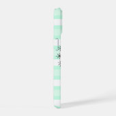 Aqua Stripe "Monogram" iPhone Gehäuse 15 Hülle (Rechte Seite)
