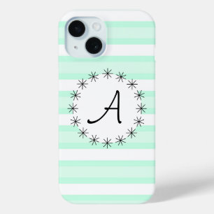 Aqua Stripe "Monogram" iPhone Gehäuse 15 Hülle