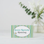 Aqua Stripes & Oval Visitenkarte (Stehend Vorderseite)