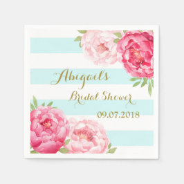 Aqua Stripes Pink Wasserfarbe Brautparty Napkins Serviette