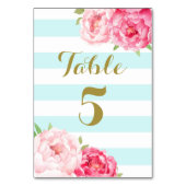 Aqua Stripes Rosa Tischnummer (Rückseite)