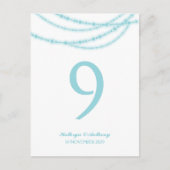 Aqua Stylish Sparkling Lights Wedding Tischnummer (Vorderseite)