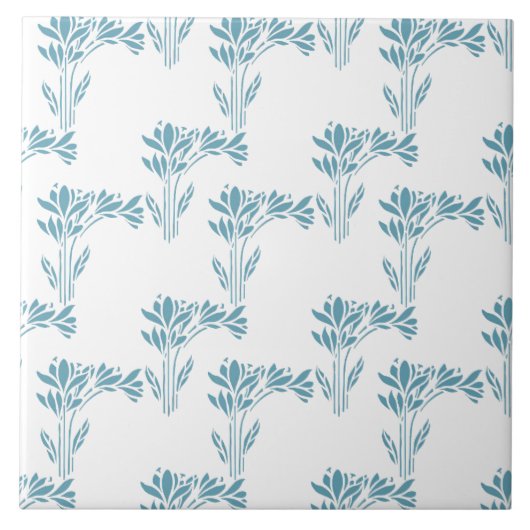 Aqua Stylized Foliage Decorative Fliese (Vorderseite)