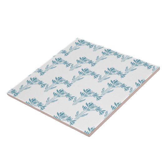 Aqua Stylized Foliage Decorative Fliese (Seite)