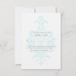 Aqua Subtile Damask Response Card RSVP Karte