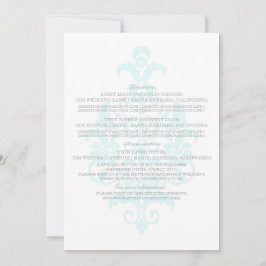 Aqua Subtle Damask Information Card Einladung