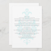 Aqua Subtle Damask Information Card Einladung (Vorne/Hinten)