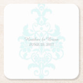 Aqua Subtle Damask Paper Untersetzer (Vorderseite)