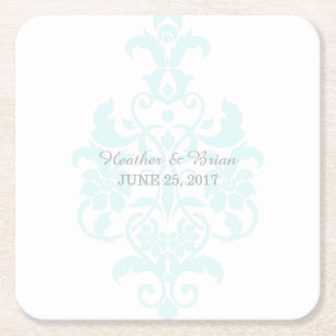 Aqua Subtle Damask Paper Untersetzer
