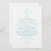 Aqua Subtle Damask Save the Date einladen Einladung (Vorne/Hinten)