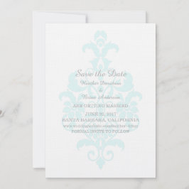 Aqua Subtle Damask Save the Date einladen Einladung