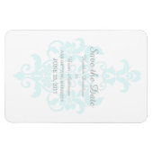 Aqua Subtle Damask Save the Date Flexi Magnet (Horizontal)