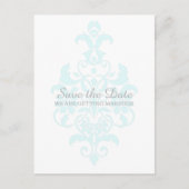 Aqua Subtle Damask Save the Date Postkarte (Vorderseite)