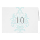 Aqua Subtle Damask Tischnummer Card (Vorderseite (Horizontal))