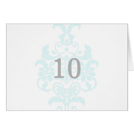 Aqua Subtle Damask Tischnummer Card