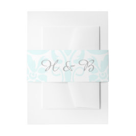 Aqua Subtle Damask Wedding Bands Einladungsbanderole