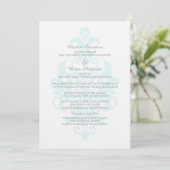 Aqua Subtle Damask Wedding Invite Einladung (Stehend Vorderseite)