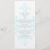 Aqua Subtle Damask Wedding Menu Menükarte (Vorderseite)
