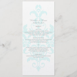 Aqua Subtle Damask Wedding Menu Menükarte