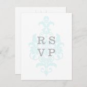 Aqua Subtle Damask Wedding UAWG Postcard Einladungspostkarte (Vorne/Hinten)