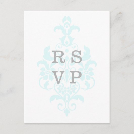 Aqua Subtle Damask Wedding UAWG Postcard Einladungspostkarte (Vorderseite)
