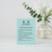 AQUA Suede Eyelash Browbar Aftercare Instructions Visitenkarte (Stehend Vorderseite)